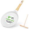 imageNutriChef 945 NonStick Crepe Pan with Wooden Spreader Durable Marble Coated Dosa Pan Bakelite Handle and Induction Bottom PFOAPFOS Free Dishwasher Safe Even Heat Distribution Black MarbleWhite