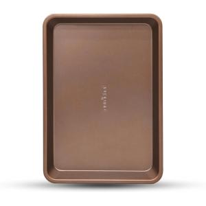 imageNutriChef 13inch Golden Cookie Sheet Baking Tray NonStick Coated Layer Surface Great for Food Preparation Serving Pastry Dessert BakingGold