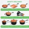 imageNutriChef Copper Pan NonStick Coating Inside HardAnodized Look Heat Resistant Lacquer Outside Silicone Handle NCSQPA 1 Griddle14 pc set