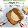imageNutriChef Copper Pan NonStick Coating Inside HardAnodized Look Heat Resistant Lacquer Outside Silicone Handle NCSQPA 1 GriddleSquare flat griddle pan