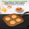 imageNutriChef Copper Pan NonStick Coating Inside HardAnodized Look Heat Resistant Lacquer Outside Silicone Handle NCSQPA 1 GriddleSquare flat griddle pan