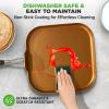 imageNutriChef Copper Pan NonStick Coating Inside HardAnodized Look Heat Resistant Lacquer Outside Silicone Handle NCSQPA 1 GriddleSquare flat griddle pan
