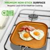 imageNutriChef Copper Pan NonStick Coating Inside HardAnodized Look Heat Resistant Lacquer Outside Silicone Handle NCSQPA 1 GriddleSquare flat griddle pan