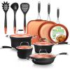 imageNutriChef Copper Pan NonStick Coating Inside HardAnodized Look Heat Resistant Lacquer Outside Silicone Handle NCSQPA 1 Griddle14 pc set