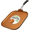 imageNutriChef Copper Pan NonStick Coating Inside HardAnodized Look Heat Resistant Lacquer Outside Silicone Handle NCSQPA 1 GriddleSquare flat griddle pan