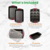 imageNutriChef 5Piece Baking Pan Set  Carbon Steel Stackable Bakeware with Red Silicone Handles ampamp Nonstick Coating Includes Cookie Sheets Roaster Pan with Lid Loaf Pan and 12 Cup Muffin Pan GoldBlack