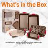 imageNutriChef 5Piece Baking Pan Set  Carbon Steel Stackable Bakeware with Red Silicone Handles ampamp Nonstick Coating Includes Cookie Sheets Roaster Pan with Lid Loaf Pan and 12 Cup Muffin Pan GoldGold