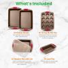 imageNutriChef 5Piece Baking Pan Set  Carbon Steel Stackable Bakeware with Red Silicone Handles ampamp Nonstick Coating Includes Cookie Sheets Roaster Pan with Lid Loaf Pan and 12 Cup Muffin Pan GoldGold