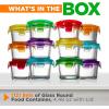 imageNutriChef 12Piece Mini Glass Food Storage Containers  448oz Stackable Premium Round Meal Prep Jars wLocking Lids  Microwave Freezer ampamp Dishwasher Safe For Baby Food Snacks Fruits NutsOne Size