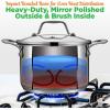 imageNutriChef 19Quart Stainless Steel Stock Pot  188 Food Grade Heavy Duty Induction Large Stock Pot Stew Pot Simmering Pot Soup Pot with See Through Lid Dishwasher Safe  NutriChef NCSP203 Quarts