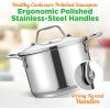 imageNutriChef 19Quart Stainless Steel Stock Pot  188 Food Grade Heavy Duty Induction Large Stock Pot Stew Pot Simmering Pot Soup Pot with See Through Lid Dishwasher Safe  NutriChef NCSP203 Quarts