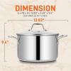 imageNutriChef 19Quart Stainless Steel Stock Pot  188 Food Grade Heavy Duty Induction Large Stock Pot Stew Pot Simmering Pot Soup Pot with See Through Lid Dishwasher Safe  NutriChef NCSP208 Quarts
