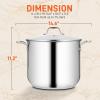 imageNutriChef 19Quart Stainless Steel Stock Pot  188 Food Grade Heavy Duty Induction Large Stock Pot Stew Pot Simmering Pot Soup Pot with See Through Lid Dishwasher Safe  NutriChef NCSP2012 Quarts