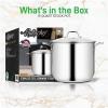 imageNutriChef 19Quart Stainless Steel Stock Pot  188 Food Grade Heavy Duty Induction Large Stock Pot Stew Pot Simmering Pot Soup Pot with See Through Lid Dishwasher Safe  NutriChef NCSP2019 Quarts
