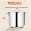 imageNutriChef 19Quart Stainless Steel Stock Pot  188 Food Grade Heavy Duty Induction Large Stock Pot Stew Pot Simmering Pot Soup Pot with See Through Lid Dishwasher Safe  NutriChef NCSP2019 Quarts