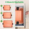 imageNutriChef 3 Piece Baking Pan Set  PFOA PFOS PTFE Free Flexible Nonstick Carbon Steel Bakeware Set  Home Kitchen Bake Pan Cookie Sheet Stackable Baking Tray Set wBlack Silicone Handles NCSBS3S453 Piece Set