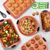 imageNutriChef 3 Piece Baking Pan Set  PFOA PFOS PTFE Free Flexible Nonstick Carbon Steel Bakeware Set  Home Kitchen Bake Pan Cookie Sheet Stackable Baking Tray Set wBlack Silicone Handles NCSBS3S4510 Piece Set