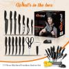 imageNutriChef 7 Piece Kitchen Knife Set  Stainless Steel Kitchen Precision Knives Set w 5 Knives ampamp Bonus Sharpener Acrylic Block Stand  Cutting Slicing Chopping Dicing NCKNS7XBlack