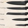 imageNutriChef 7 Piece Kitchen Knife Set  Stainless Steel Kitchen Precision Knives Set w 5 Knives ampamp Bonus Sharpener Acrylic Block Stand  Cutting Slicing Chopping Dicing NCKNS7XBlack