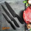 imageNutriChef 7 Piece Kitchen Knife Set  Stainless Steel Kitchen Precision Knives Set w 5 Knives ampamp Bonus Sharpener Acrylic Block Stand  Cutting Slicing Chopping Dicing NCKNS7XBlack