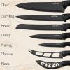 imageNutriChef 7 Piece Kitchen Knife Set  Stainless Steel Kitchen Precision Knives Set w 5 Knives ampamp Bonus Sharpener Acrylic Block Stand  Cutting Slicing Chopping Dicing NCKNS7XBlack