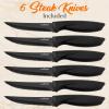 imageNutriChef 7 Piece Kitchen Knife Set  Stainless Steel Kitchen Precision Knives Set w 5 Knives ampamp Bonus Sharpener Acrylic Block Stand  Cutting Slicing Chopping Dicing NCKNS7XBlack