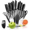 imageNutriChef 7 Piece Kitchen Knife Set  Stainless Steel Kitchen Precision Knives Set w 5 Knives ampamp Bonus Sharpener Acrylic Block Stand  Cutting Slicing Chopping Dicing NCKNS7XBlack