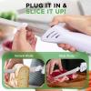 imageNutriChef Electric Carving Turkey Slicer Kitchen Knife  For Thanksgiving  Portable Electrical Food Cutter Knife Set with Carving Blades ampamp Wood Carving Stand  Cuts Meat Bread Cheese ampamp Fruit