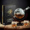 imageNutriChef Glass Whiskey Decanter  850ml Globe Whiskey Carafe Alcohol Decanter Set with Glasses  Liquor Decanter w Stopper ampamp Base For Brandy Wine Cognac Rum Gin Scotch BourbonGlobe