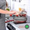 imageNutriChef Nonstick Cookware Excilon Home Kitchen Ware Set with Saucepan Frying Pans Cooking Pots Lids Utensil PTFEPFOAPFOS Free 11 Pcs Gray11 Pcs Stylish Kitchen Cookware Set w Elegant Lines Pattern