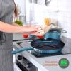 imageNutriChef Nonstick Cookware Excilon Home Kitchen Ware Set with Saucepan Frying Pans Cooking Pots Lids Utensil PTFEPFOAPFOS Free 11 Pcs GrayBlue