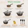 imageNutriChef Nonstick Cookware Excilon Home Kitchen Ware Set with Saucepan Frying Pans Cooking Pots Lids Utensil PTFEPFOAPFOS Free 11 Pcs GrayCoffee