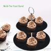 imageNutriChef Two Tier Slate Cake StandRound Multi Level Tray Serving PlateCupcake Holder DisplayDessert TowerFruit Platter wStainless Steel Rods and Handlefor WeddingBirthday