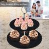 imageNutriChef Two Tier Slate Cake StandRound Multi Level Tray Serving PlateCupcake Holder DisplayDessert TowerFruit Platter wStainless Steel Rods and Handlefor WeddingBirthday