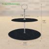 imageNutriChef Two Tier Slate Cake StandRound Multi Level Tray Serving PlateCupcake Holder DisplayDessert TowerFruit Platter wStainless Steel Rods and Handlefor WeddingBirthday
