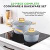 imageNutrichef 22Piece Maroon Marble NonStick Cookware and Bakeware Set  Professional Home Kitchen Collection with MultiSized Pots Pans and HeatResistant ToolsMoon Grey Marble