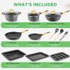 imageNutrichef 22Piece Maroon Marble NonStick Cookware and Bakeware Set  Professional Home Kitchen Collection with MultiSized Pots Pans and HeatResistant ToolsBlack Marble