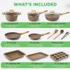 imageNutrichef 22Piece Maroon Marble NonStick Cookware and Bakeware Set  Professional Home Kitchen Collection with MultiSized Pots Pans and HeatResistant ToolsMaroon Marble