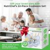 imageNutrichef 22Piece Maroon Marble NonStick Cookware and Bakeware Set  Professional Home Kitchen Collection with MultiSized Pots Pans and HeatResistant ToolsMoon Grey Marble