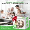 imageNutrichef 22Piece Maroon Marble NonStick Cookware and Bakeware Set  Professional Home Kitchen Collection with MultiSized Pots Pans and HeatResistant ToolsMaroon Marble