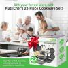 imageNutrichef 22Piece Maroon Marble NonStick Cookware and Bakeware Set  Professional Home Kitchen Collection with MultiSized Pots Pans and HeatResistant ToolsBlack Marble