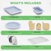 imageNutrichef 22Piece Maroon Marble NonStick Cookware and Bakeware Set  Professional Home Kitchen Collection with MultiSized Pots Pans and HeatResistant ToolsMoon Grey Marble