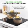 imageNutrichef 22Piece Maroon Marble NonStick Cookware and Bakeware Set  Professional Home Kitchen Collection with MultiSized Pots Pans and HeatResistant ToolsMaroon Marble