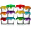 imageNutriChef 12Piece Mini Glass Food Storage Containers  448oz Stackable Premium Round Meal Prep Jars wLocking Lids  Microwave Freezer ampamp Dishwasher Safe For Baby Food Snacks Fruits NutsOne Size