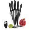 imageNutriChef 7 Piece Kitchen Knife Set  Stainless Steel Kitchen Precision Knives Set w 5 Knives ampamp Bonus Sharpener Acrylic Block Stand  Cutting Slicing Chopping Dicing NCKNS7XBlack