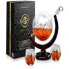 imageNutriChef Glass Whiskey Decanter  850ml Globe Whiskey Carafe Alcohol Decanter Set with Glasses  Liquor Decanter w Stopper ampamp Base For Brandy Wine Cognac Rum Gin Scotch BourbonGlobe