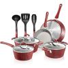 imageNutriChef Nonstick Cookware Excilon Home Kitchen Ware Set with Saucepan Frying Pans Cooking Pots Lids Utensil PTFEPFOAPFOS Free 11 Pcs Gray11 Pcs Stylish Kitchen Cookware Set w Elegant Lines Pattern