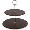 imageNutriChef Two Tier Slate Cake StandRound Multi Level Tray Serving PlateCupcake Holder DisplayDessert TowerFruit Platter wStainless Steel Rods and Handlefor WeddingBirthday