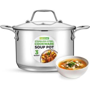 imageNutriChef 19Quart Stainless Steel Stock Pot  188 Food Grade Heavy Duty Induction Large Stock Pot Stew Pot Simmering Pot Soup Pot with See Through Lid Dishwasher Safe  NutriChef NCSP203 Quarts