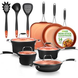 imageNutriChef 3 Piece Baking Pan Set  PFOA PFOS PTFE Free Flexible Nonstick Carbon Steel Bakeware Set  Home Kitchen Bake Pan Cookie Sheet Stackable Baking Tray Set wBlack Silicone Handles NCSBS3S4514 Piece Set